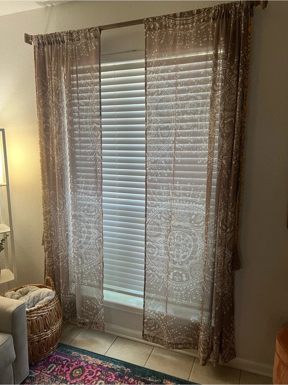 Boho Sheer Paisley Window Curtain Panel